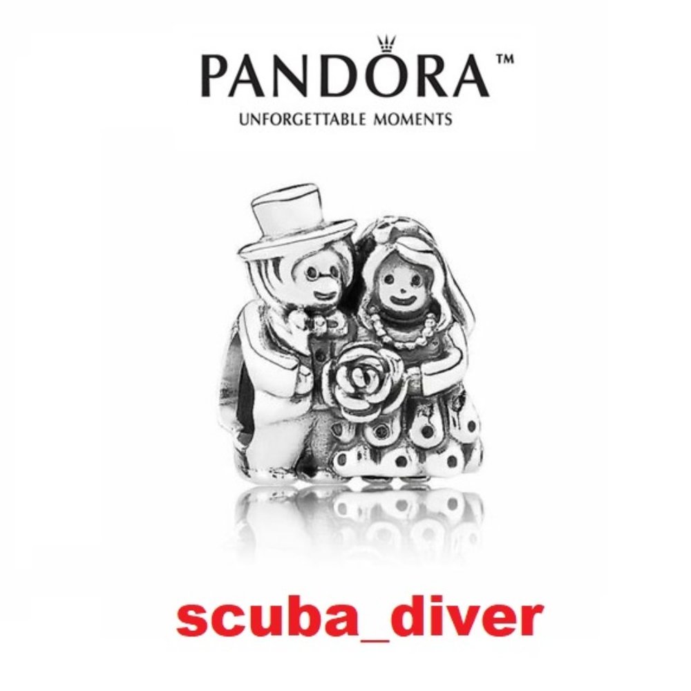 Pandora Bride & Groom Wedding Charm Mr. & Mrs. Husband & Wife Anniversary Charm